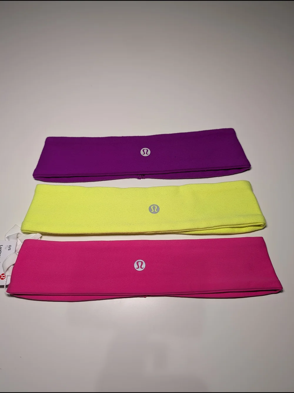 lululemon athletica Stretch Headband Set - Purple, Neon Yellow, Hot Pink